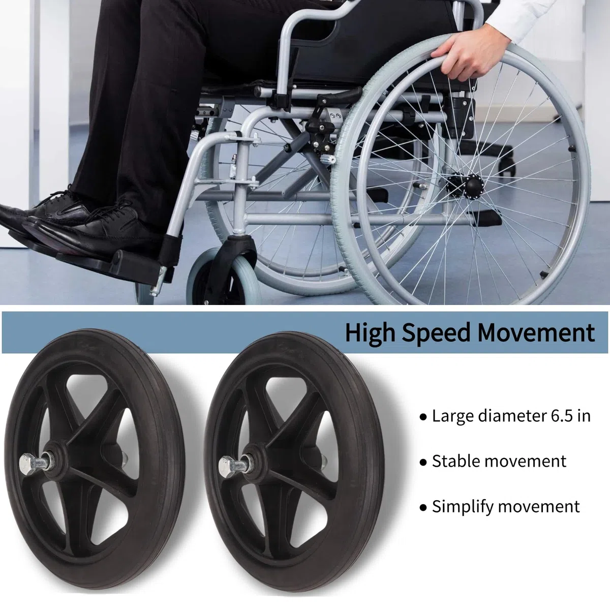 Reemplazo de Rueda de Silla de Ruedas, 2 Piezas de Rueda de Silla de Ruedas de 7 Pulgadas, Reemplazo de Rueda de Goma, Accesorios de Repuesto para Ruedas de Andador