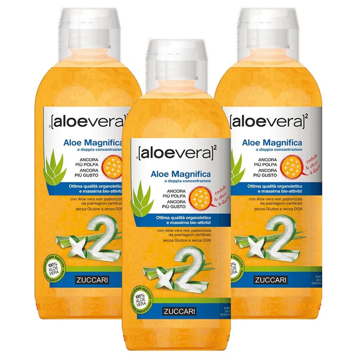 Zuccari Aloe Vera2 Zumo puro Aloe Magnifica doble concentrado 3 x 1000 ml