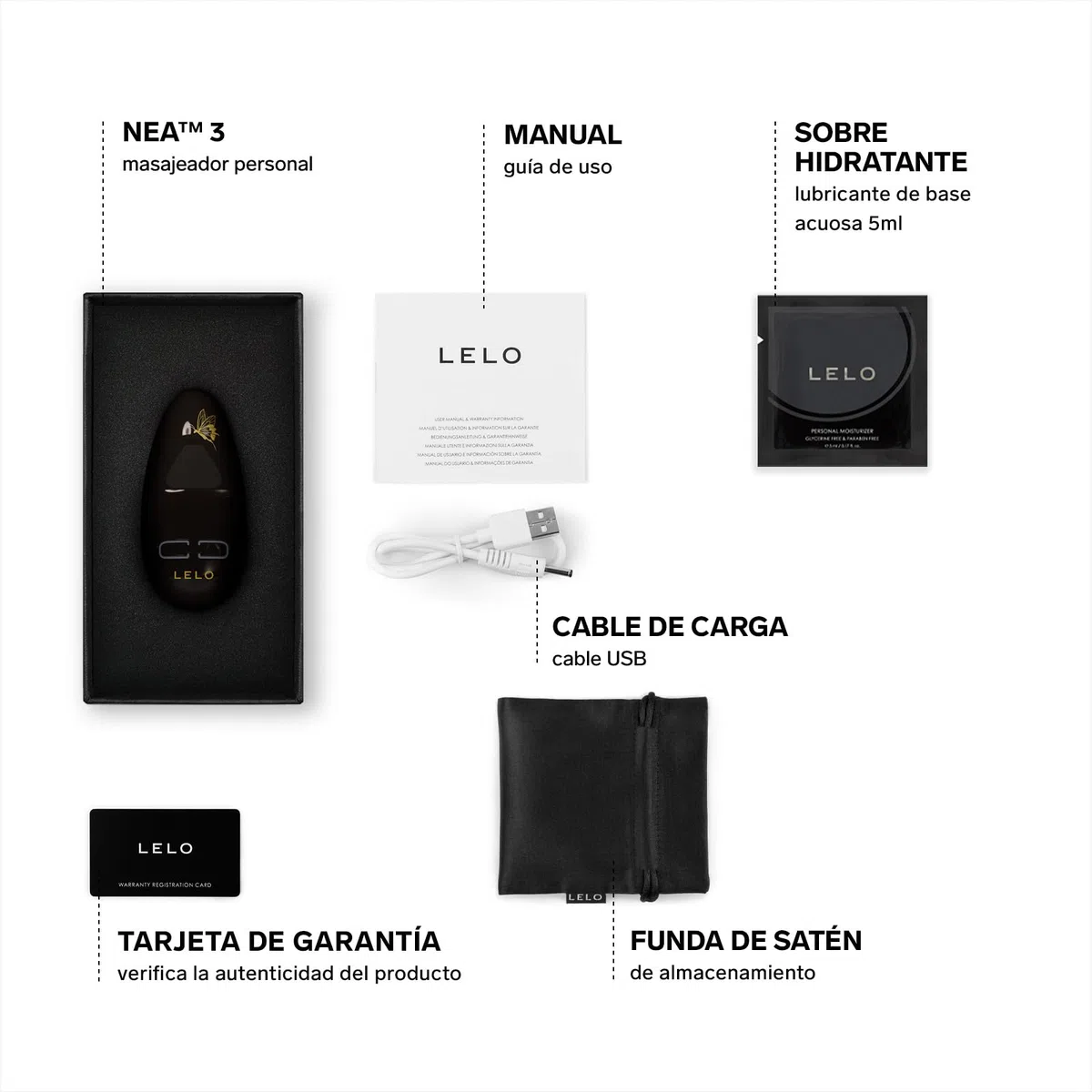 LELO NEA 3 Estimulador de Clítoris Femenino Pequeño Vibrador Mujer Consolador Sexual para Mujeres con 10 Modos de Placer y Varias Intensidades, Pitch Black