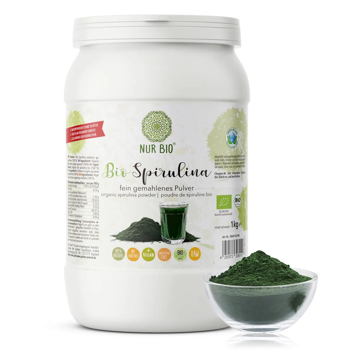 Spirulina en polvo 1 kg de superalimento verde proteína vegetal nutritiva vegana