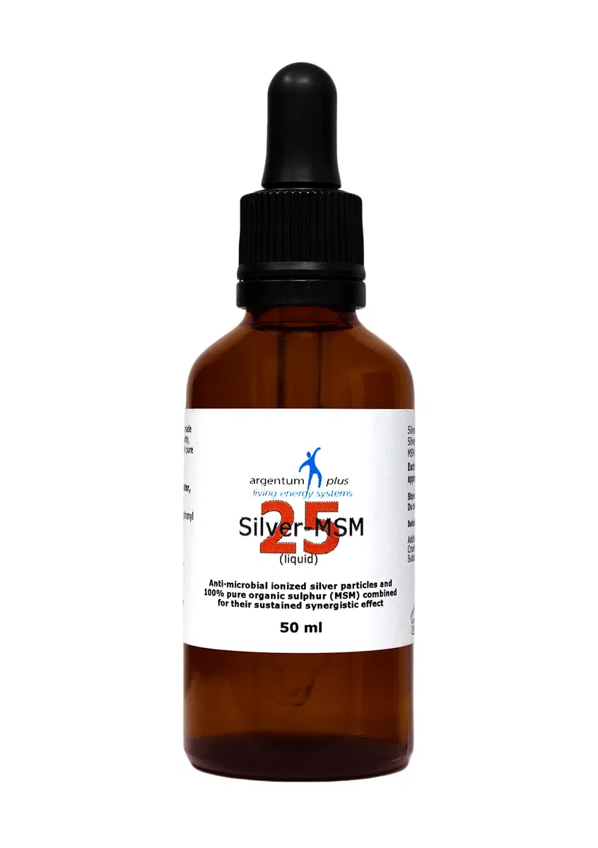 Plata-MSM 25 (líquido) - tarro con cuentagotas de 50 ml - en ámbar vidrio