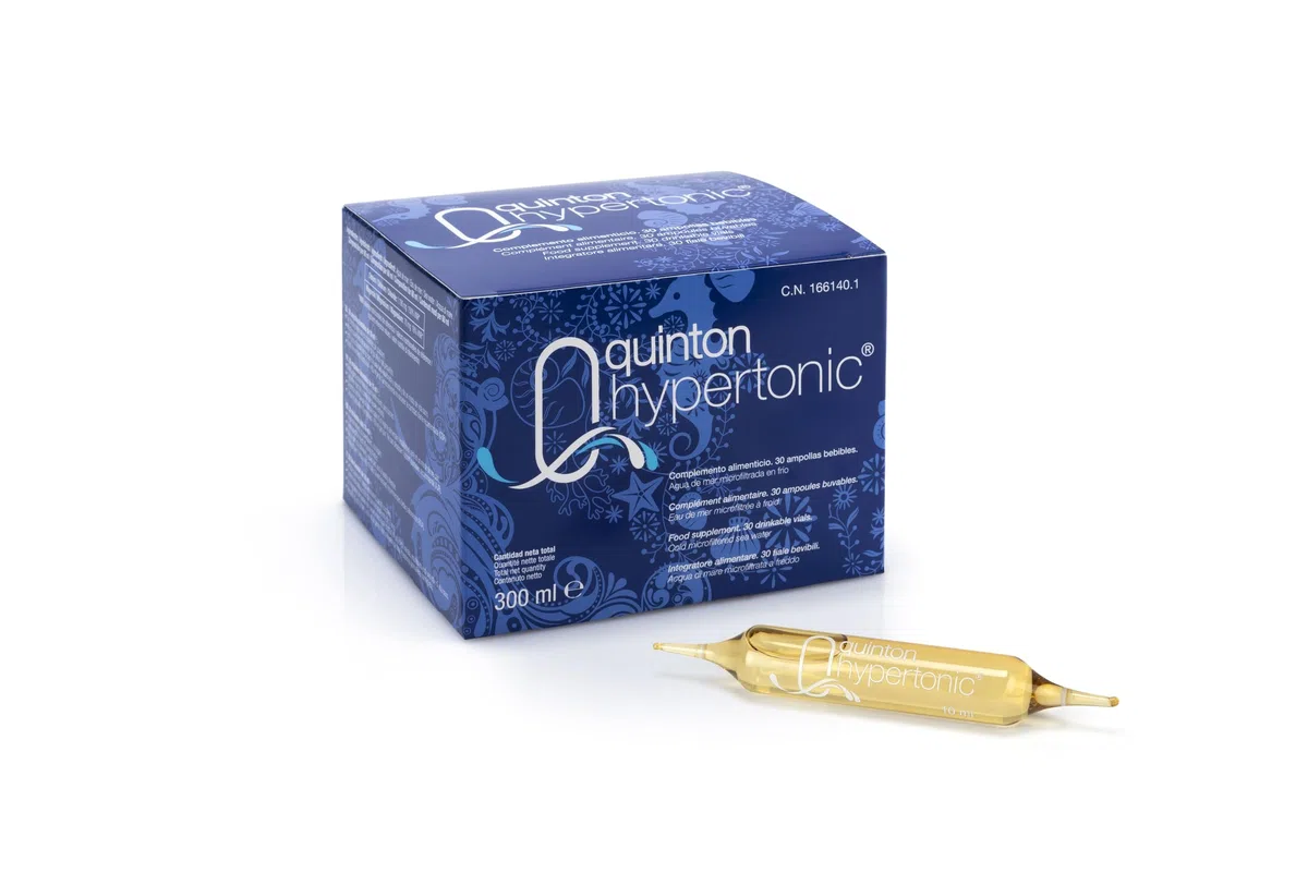 Quinton Hypertonic - 30 Ampollas de 10 ml de Agua de Mar Hipertónica - 100% Natural, Con Magnesio y Micronutrientes - Eau de Quinton