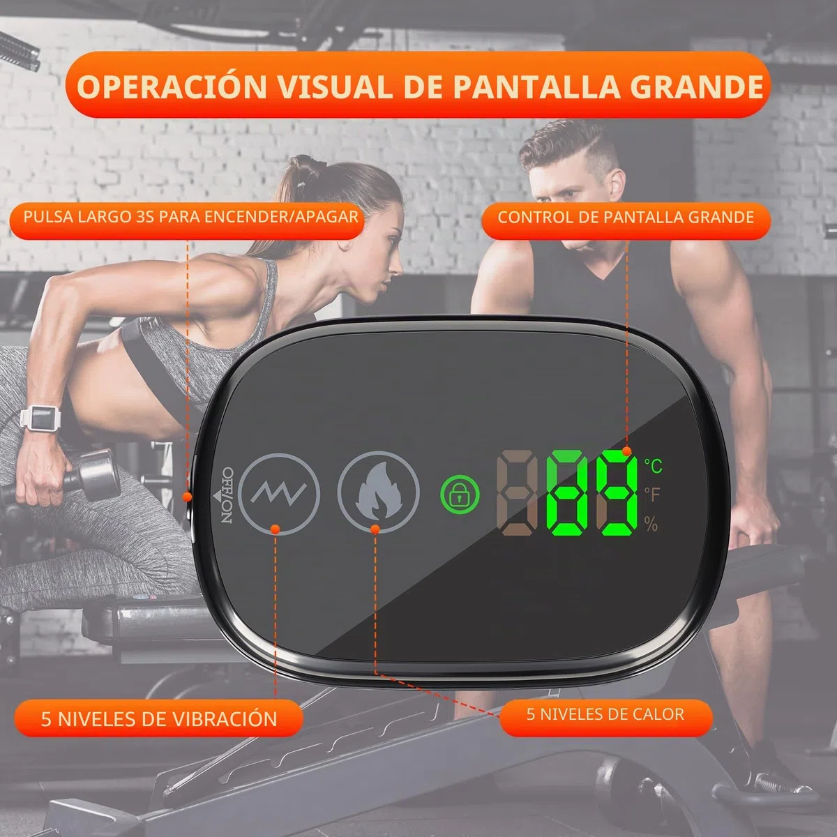 Manta Electrica Lumbar, Cinturon Lumbar Calefaccion Infrarroja Portatil con 5 Niveles de Calor, 5 Modos de Masaje, Batería de 5000mAh y Temporizador 30 Min, Hombre y Mujer (125 x 24 cm)