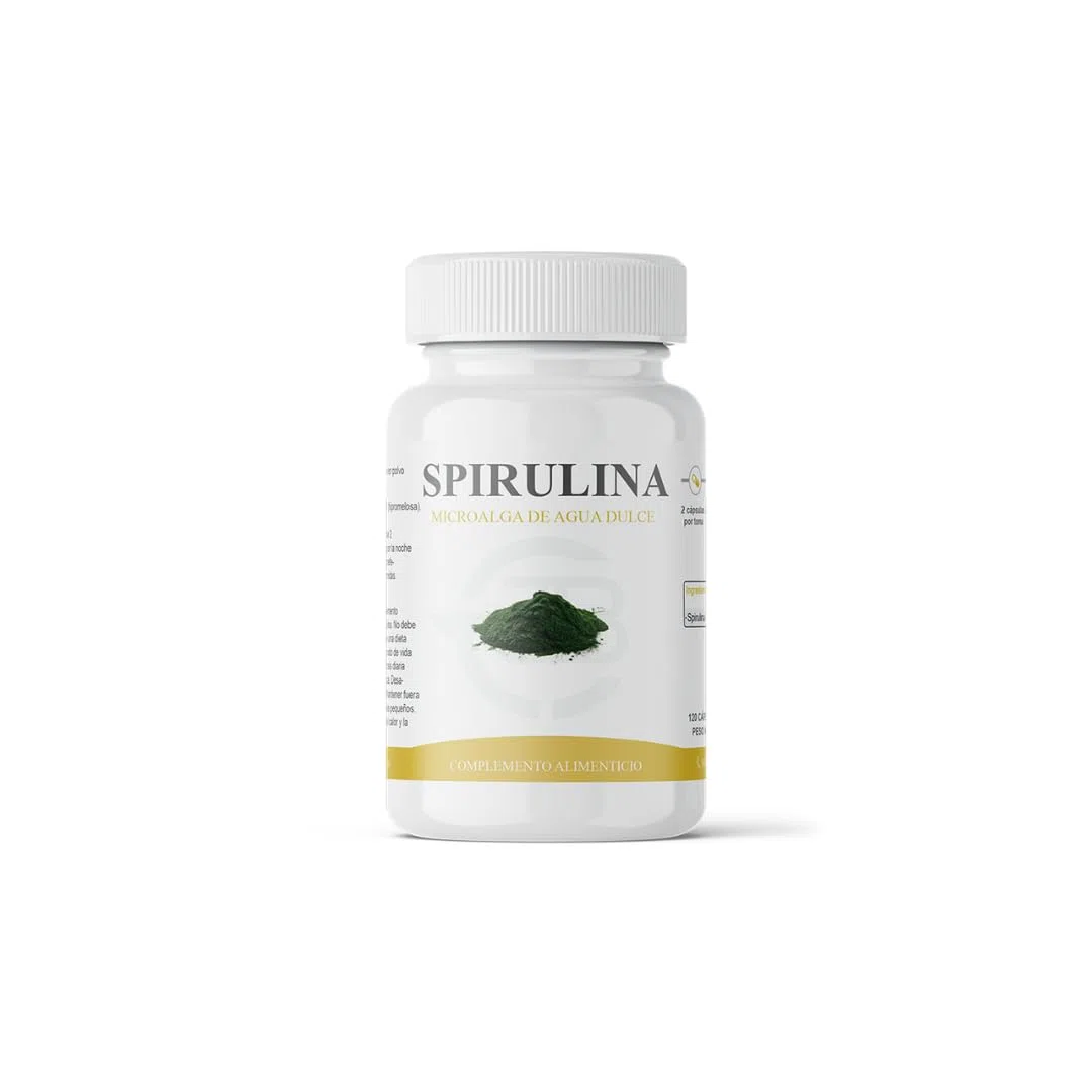 Espirulina - Spirulina Platensis - Microalga de Agua Dulce - 2160 mg por Dosis Diaria - Fuente de Nutrientes - Energía Natural - 120 Cápsulas Vegetales