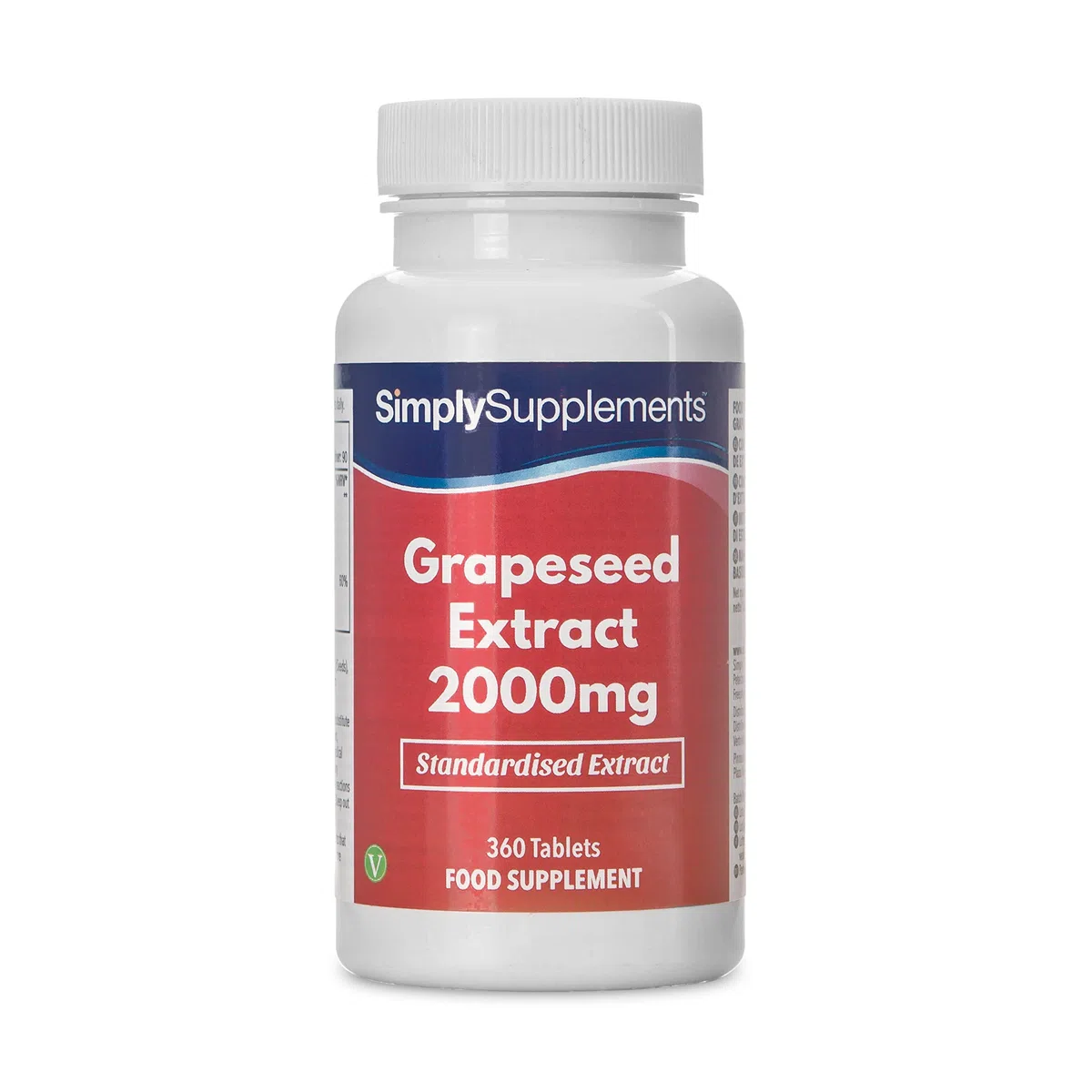 Extracto semillas de uva 2000mg - ¡Bote para 6 meses! - Apto para veganos - 360 Comprimidos - SimplySupplements