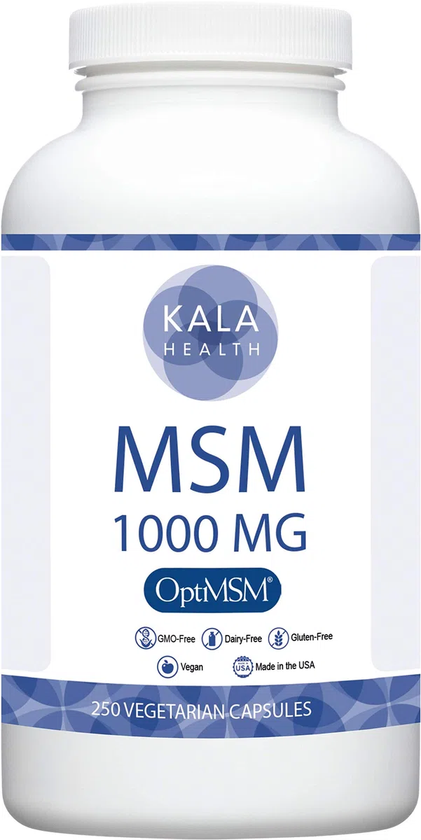 Kala Health – 250 cápsulas OptiMSM® Vegetarian – 1000 mg/cápsula This Pure MSM Supplement is the Only Methylsulfonilmetano Made in USA – The orgánicic Crystals are Free of any aditives