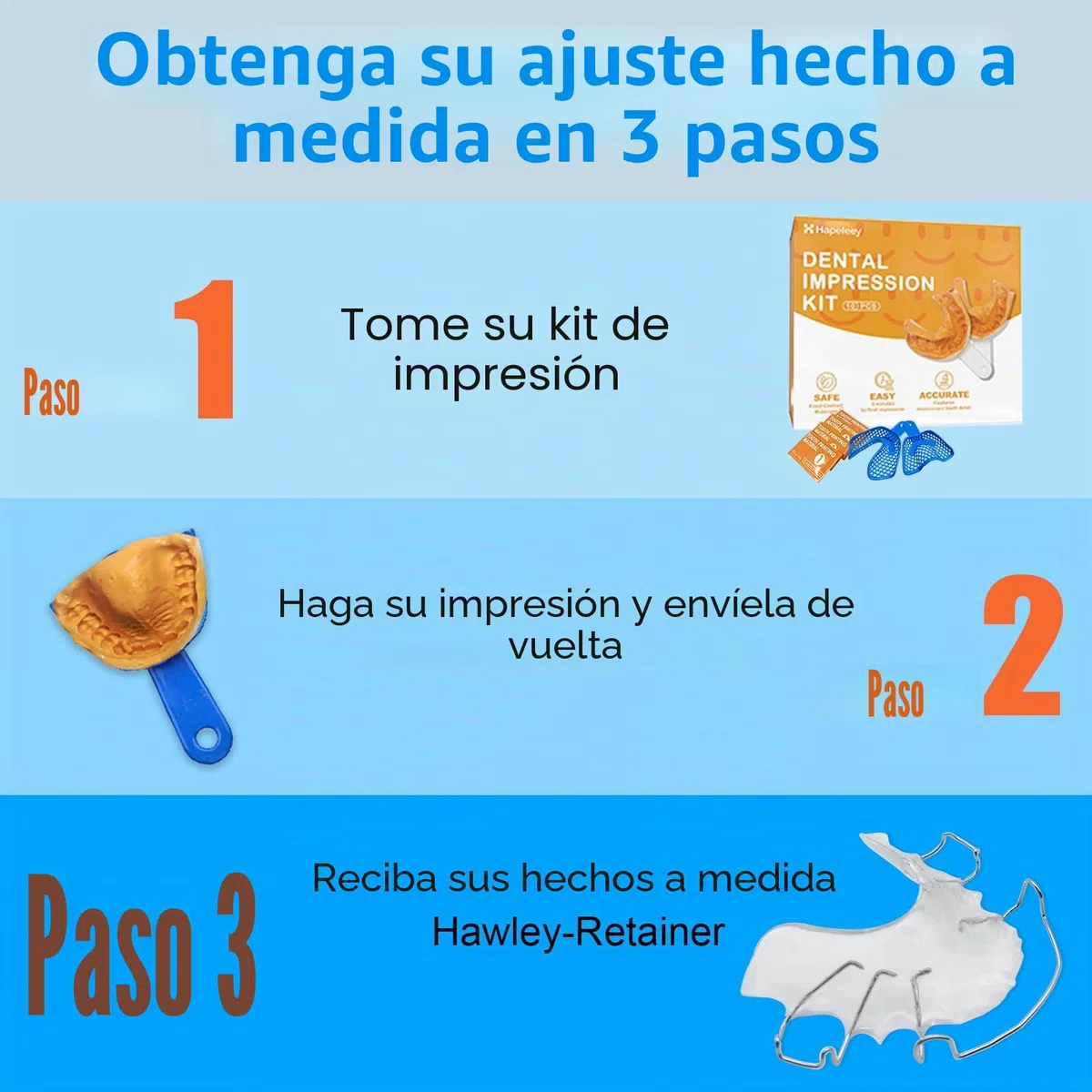 Retenedores de dientes Hawley hechos a medida, férula dental, férula superior e inferior de la mandíbula Hawley, aparatos de estabilización para adultos y niños, 2 unidades