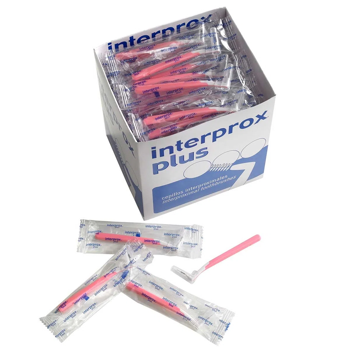 Interprox Plus cepillos interdentales, caja de 100 unidades (rosa nano)