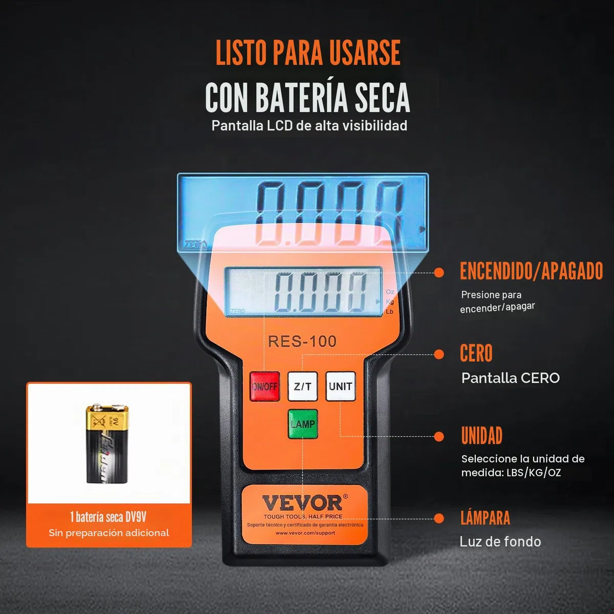 VEVOR Báscula de Refrigerante HVAC 100 kg Báscula de Carga de Refrigerante Freón con Control Remoto con Cable Báscula de Peso de Recuperación Digital Electrónica de Alta Precisión de 5 g con Estuche