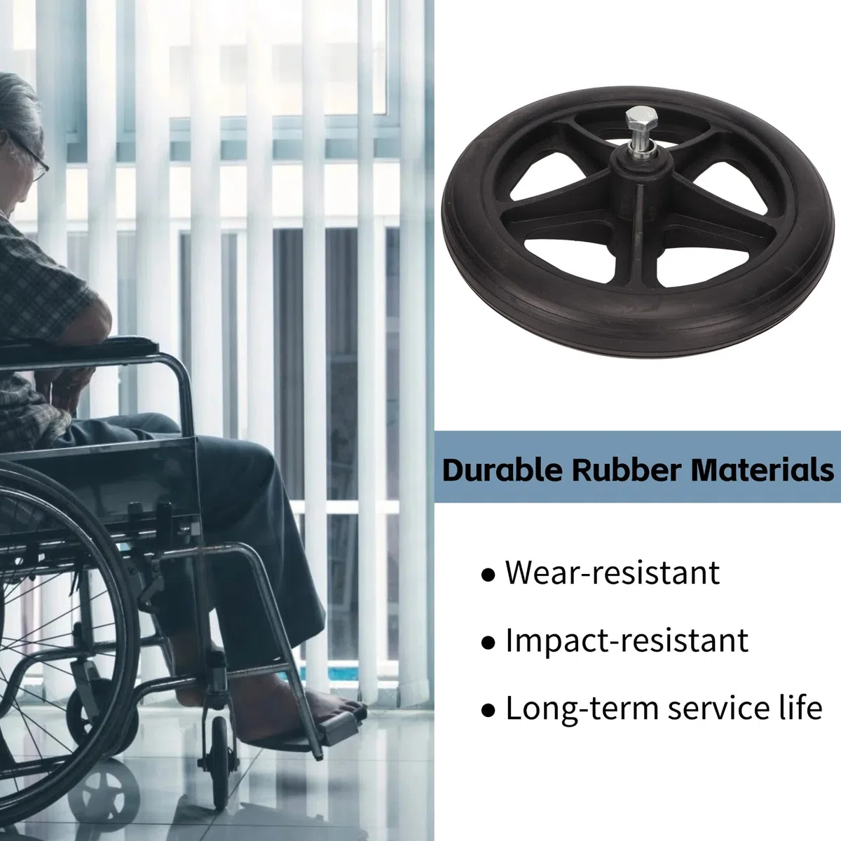 Reemplazo de Rueda de Silla de Ruedas, 2 Piezas de Rueda de Silla de Ruedas de 7 Pulgadas, Reemplazo de Rueda de Goma, Accesorios de Repuesto para Ruedas de Andador