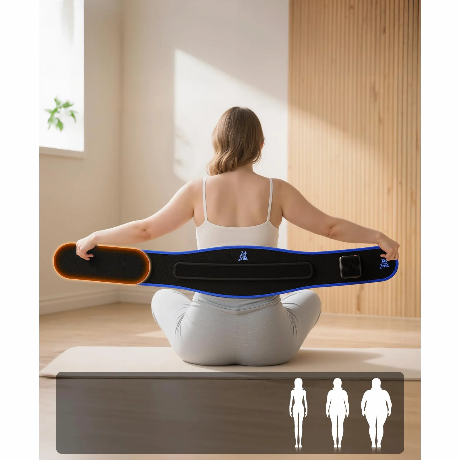 BOB AND BRAD Faja Lumbar Térmica con Luz Roja e Infrarrojos, Calor y Vibración, Cinturón de Masaje Eléctrico Inalámbrico, Batería Recargable, Ideal para Aliviar Molestias de Espalda