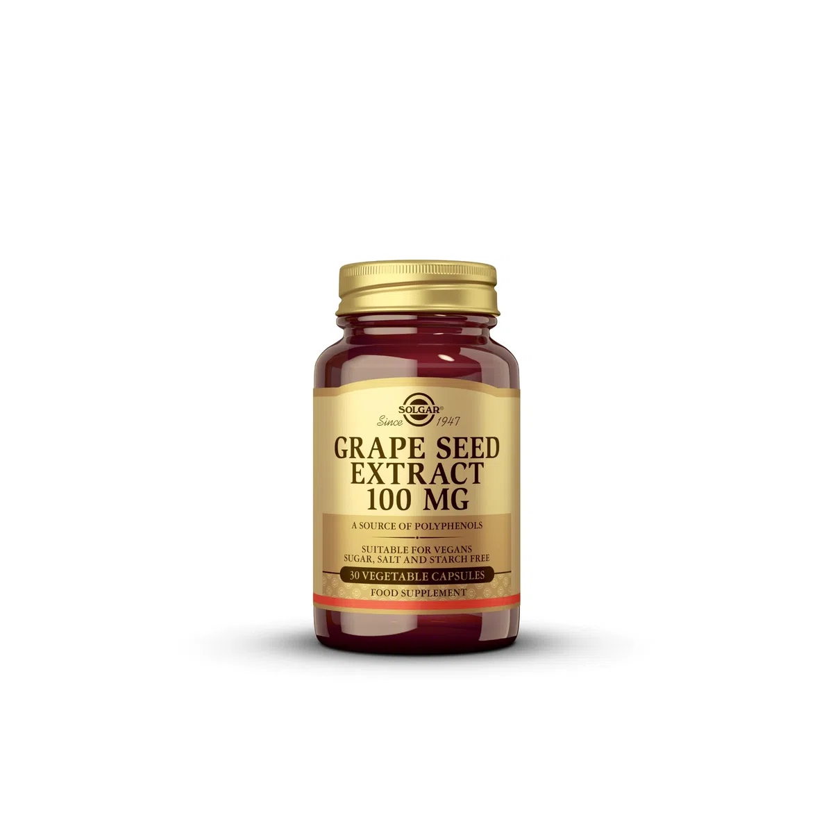 Solgar Extracto de semilla de Uva 100 mg Cápsulas vegetales, Envase de 30
