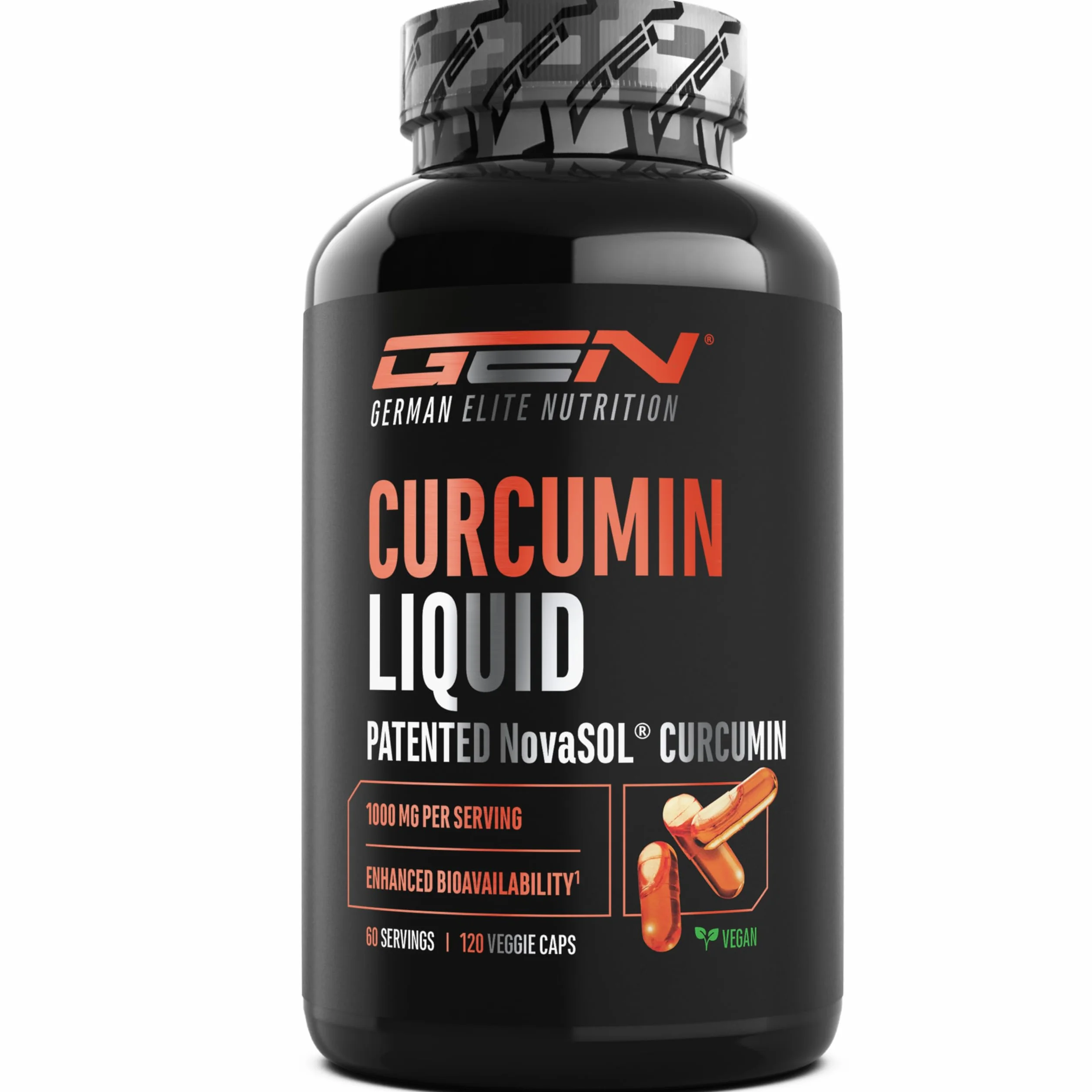 Curcuma NovaSol® - 120 cápsulas líquidas - 1000 mg de curcumina por dosis diaria - Con tecnología patentada NovaSOL® - 185 veces mayor biodisponibilidad gracias a la forma líquida - vegano