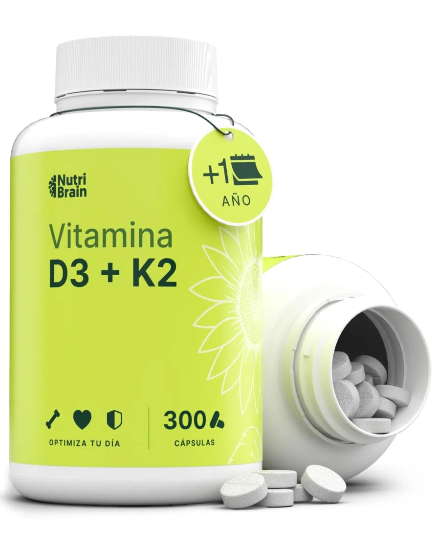 Vitamina D3 y K2 1000UI - 300 Comp - 10 Meses | Premium: MK-7 100% All-Trans Máxima Biodisponibilidad | Apoya Huesos, Sistema Inmune y Corazón