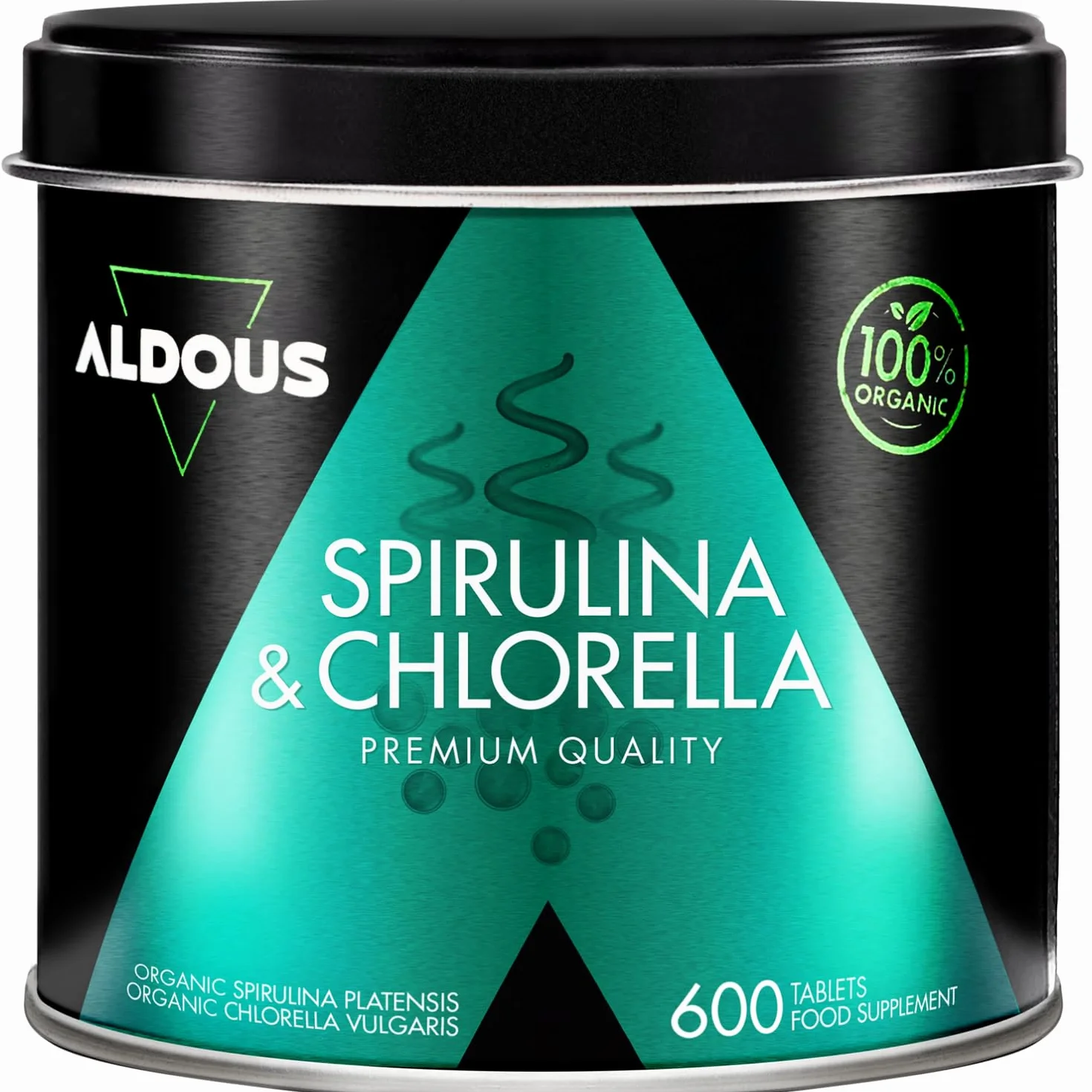 600 Comprimidos Chlorella y Espirulina Ecológica para 100 días - 3000mg por dosis diaria - Vegano - Saciante - DETOX - Proteína Vegana - Sin Aditivos - Certificación Ecológica Oficial - ALDOUS